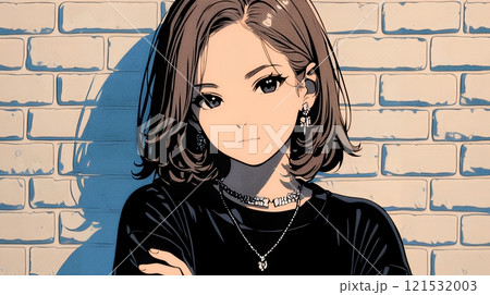 意地悪そうな（攻撃的な）顔をしている若い女性