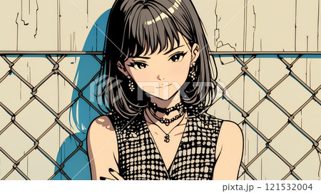 意地悪そうな（攻撃的な）顔をしている若い女性