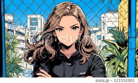 意地悪そうな（攻撃的な）顔をしている若い女性