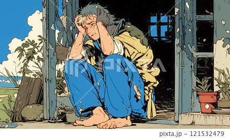 泣き崩れている男性