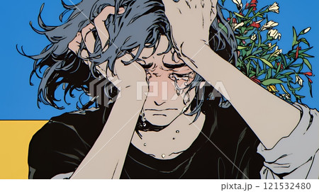 泣き崩れている女性