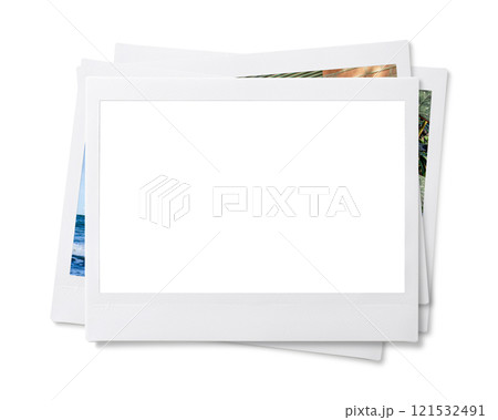 積み重ねたポラロイド写真の画像合成用フレーム 121532491