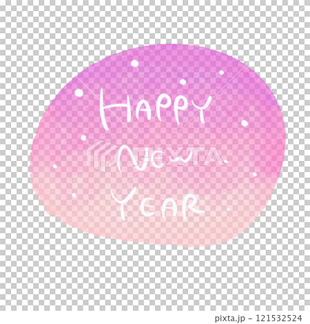 Happy New Year watercolor icon pink 121532524