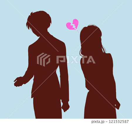 他に気持ちがある男性と失恋した女性 121532587