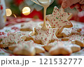 Star-Shaped Sugar Cookies with Festive Icing 121532777