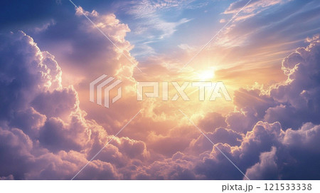 雲から降り注ぐ太陽の光　AI画像 121533338