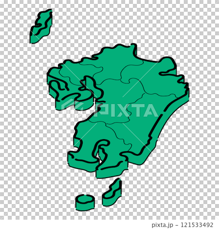 Kyushu region_isometric illustration_01 121533492