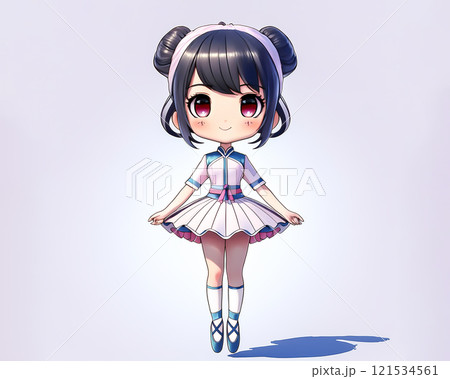 ちびキャラ バレリーナの少女のイメージ素材 ジャンプ ちびキャラ バレリーナの少女のイメージ素材 ジャンプ 121534561