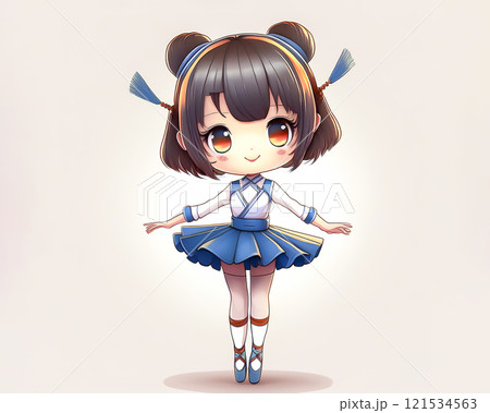 ちびキャラ　バレリーナの少女のイメージ素材　ジャンプ 121534563