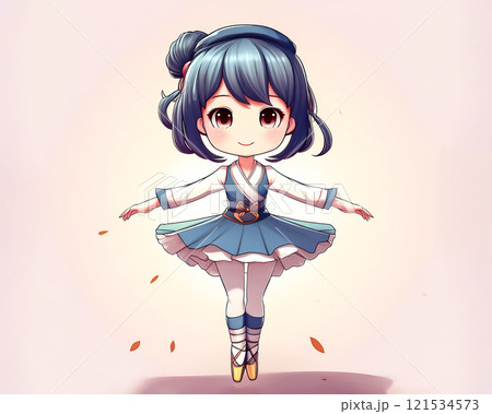 ちびキャラ　バレリーナの少女のイメージ素材　ジャンプ 121534573