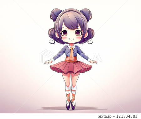ちびキャラ　バレリーナの少女のイメージ素材　ジャンプ 121534583
