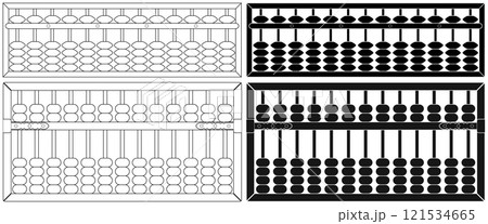 Layered editable vector illustration of ancient Chinese traditional mathematical calculation tool, abacus. 121534665