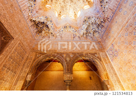 The Alhambra Palace interior in Granada, Spain 121534813