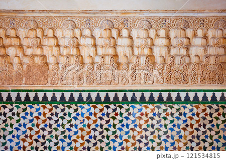 The Alhambra Palace interior in Granada, Spain 121534815