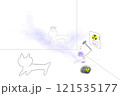 シュレディンガーの猫の実験図のシンプルな猫バージョン 121535177