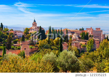 The Alhambra aerial panoramic view in Granada, Spain 121535223