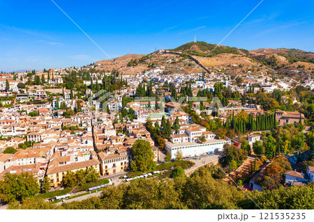 Granada city aerial panoramic view in Spain 121535235