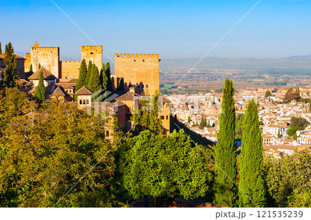 The Alhambra aerial panoramic view in Granada, Spain 121535239
