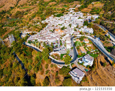 Pampaneira village aerial panoramic view in Spain Pampaneira village aerial panoramic view in Spain 121535350