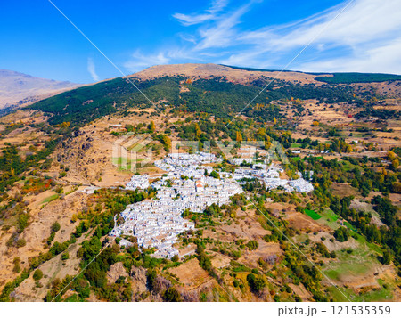 Capileira village aerial panoramic view, Spain 121535359