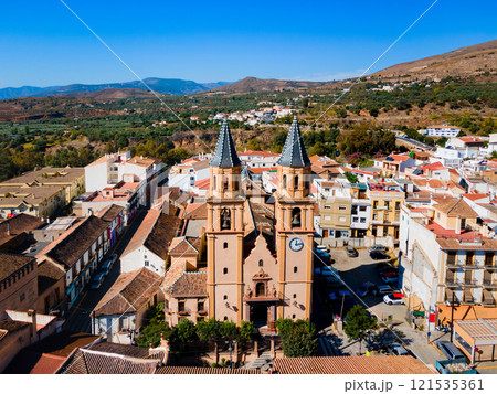Orgiva town aerial panoramic view in Alpujarras, Spain 121535361