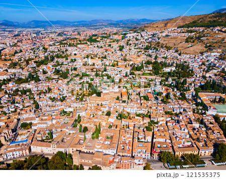 Granada city aerial panoramic view in Spain Granada city aerial panoramic view in Spain 121535375