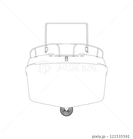 Outline of a water boat from black lines isolated on a white background. Front view. Vector illustration. Outline of a water boat from black lines isolated on a white background. Front view. Vector illustration. 121535591