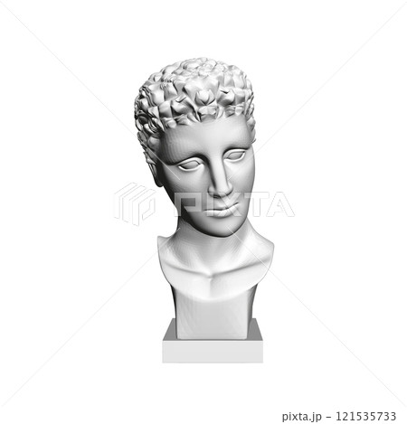 Polygonal human head sculpture isolated on white background. 3D. Vector illustration. Polygonal human head sculpture isolated on white background. 3D. Vector illustration. 121535733