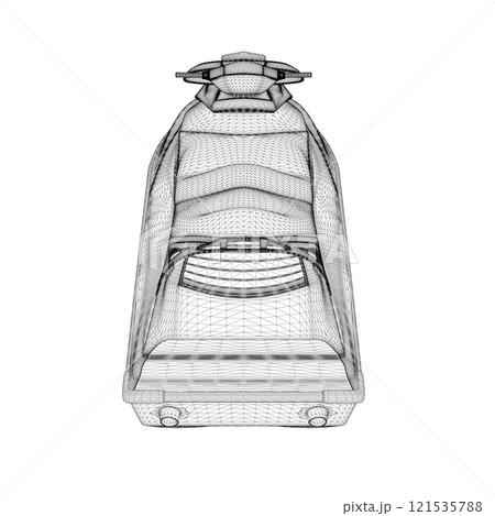 Water scooter wireframe from black lines isolated on white background. Back view. 3D. Vector illustration. 121535788