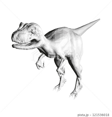Polygonal dinosaur model isolated on white background. 3D. Vector illustration. 121536018