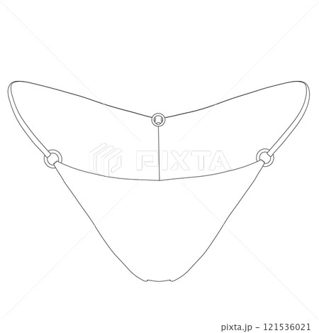 Outline of women's panties from black lines isolated on white background. Vector illustration. 121536021