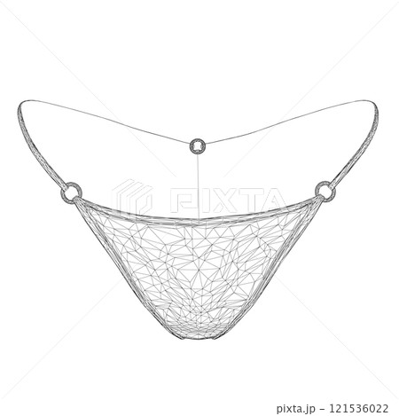 Wireframe of women's panties from black lines isolated on white background. 3D. Vector illustration. 121536022