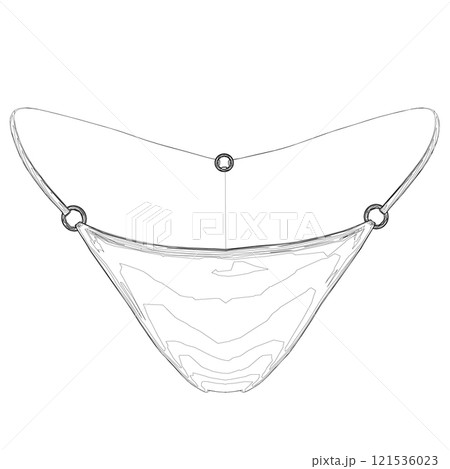 Outline of women's panties from black lines isolated on white background. Vector illustration. 121536023