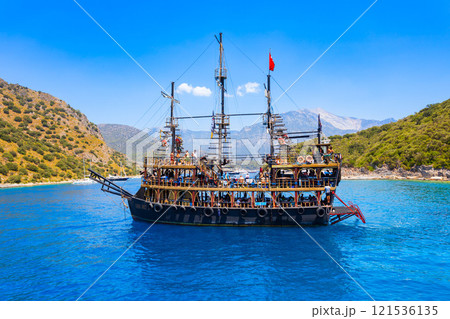 Boat at the Gemiler or St. Nicholas Island in Turkey Boat at the Gemiler or St. Nicholas Island in Turkey 121536135