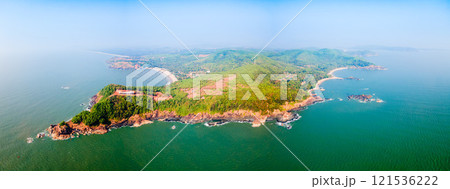 Om Beach aerial panoramic view in Gokarna, India 121536222