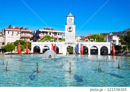 Clock Tower at Marmaris city central square in Turkey 121536305