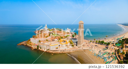 Murudeshwara Temple aerial panoramic view in India Murudeshwara Temple aerial panoramic view in India 121536392