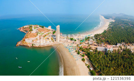 Murudeshwara Temple aerial panoramic view in India 121536398