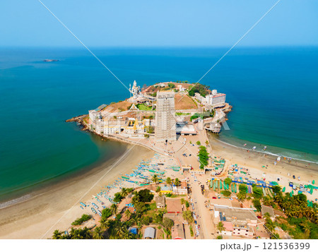 Murudeshwara Temple aerial panoramic view in India 121536399