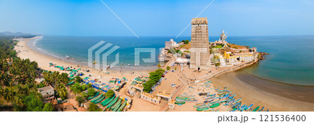 Murudeshwara Temple aerial panoramic view in India 121536400