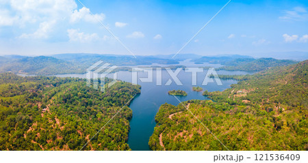 Talakalale Balancing Reservoir aerial panoramic view, India Talakalale Balancing Reservoir aerial panoramic view, India 121536409