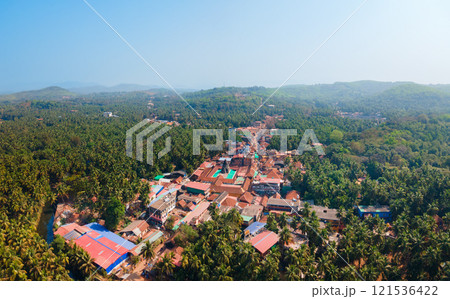 Gokarna town aerial panoramic view in India 121536422