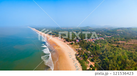 Gokarna Beach aerial panoramic view in India 121536423