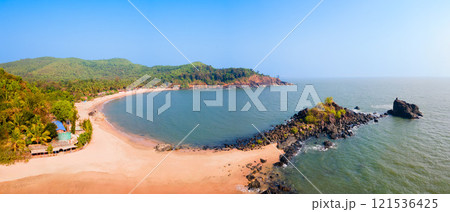 Om Beach aerial panoramic view in Gokarna, India 121536425