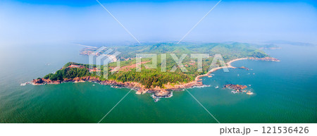 Om Beach aerial panoramic view in Gokarna, India 121536426