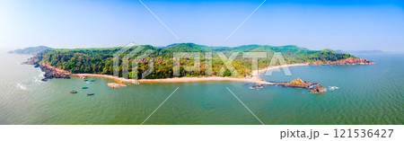 Om Beach aerial panoramic view in Gokarna, India 121536427