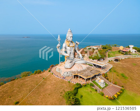 Murudeshwara Temple aerial panoramic view in India Murudeshwara Temple aerial panoramic view in India 121536505