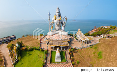 Murudeshwara Temple aerial panoramic view in India 121536509