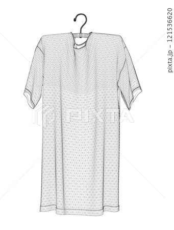 Wireframe of a T-shirt hanging on a hanger from black lines isolated on a white background. Front view. 3D. Vector illustration. Wireframe of a T-shirt hanging on a hanger from black lines isolated on a white background. Front view. 3D. Vector illustration. 121536620