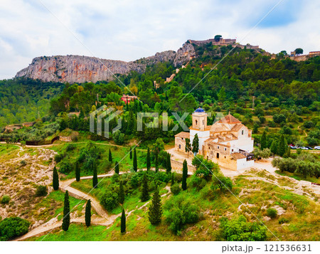 Sant Feliu Church aerial panoramic view, Spain 121536631